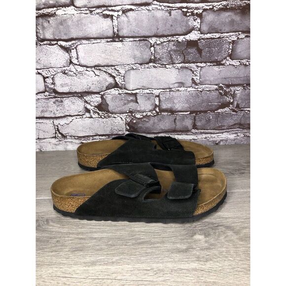 Birkenstock Arizona Black Suede Leather Strap Slides Sandals Women Sz 41EU/10M - Picture 4 of 16